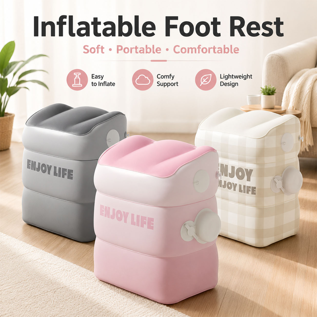 비행기 여행용 1PC 에어 주입식 발 받침대 - 장거리 - Office Footrest Cushion 리뷰 및 가격