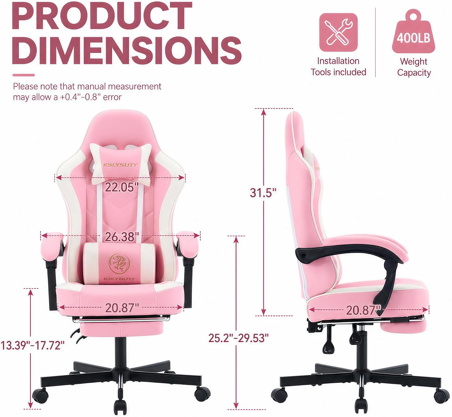 인체공학적 하이백 게이밍 의자 (발받침대, 요추 지지대 - Office Footrest Cushion 리뷰 및 가격
