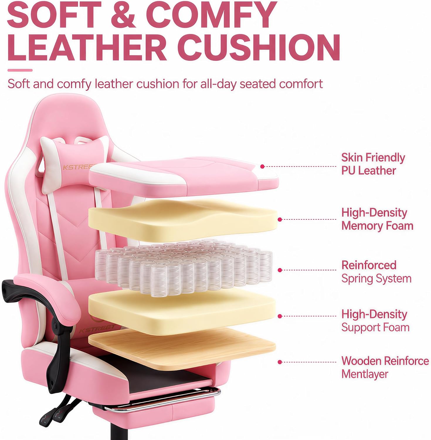 인체공학적 하이백 게이밍 의자 (발받침대, 요추 지지대 - Office Footrest Cushion 리뷰 및 가격